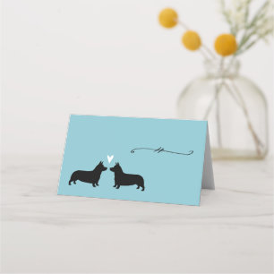 Tarjeta De Asiento Pembroke Welsh Corgi Dog Silhouettes Boda