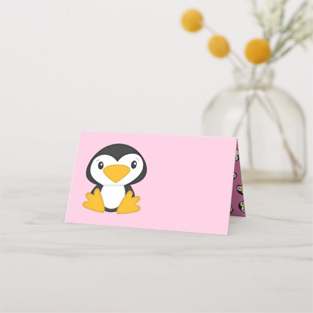 Tarjeta De Asiento Penguin Baby Shower (Anverso)