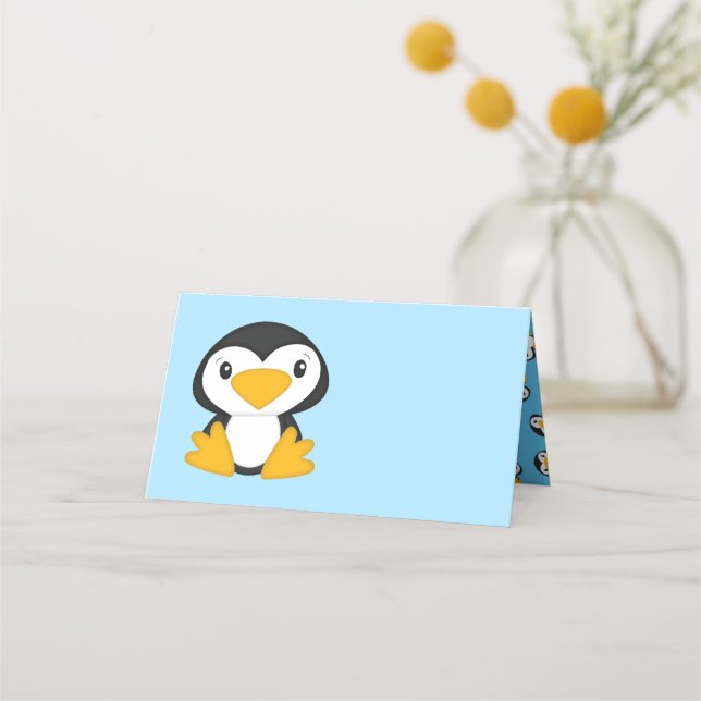 Tarjeta De Asiento Penguin Baby Shower (Anverso)