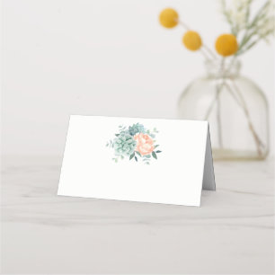 Tarjeta De Asiento Peony Succulage Watercolor Boda