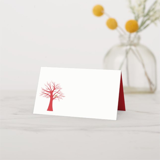 Tarjeta De Asiento Perdices de oro en un árbol rojo de invierno (Anverso)