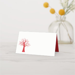 Tarjeta De Asiento Perdices de oro en un árbol rojo de invierno