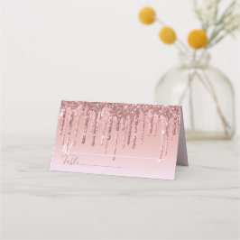 Tarjeta De Asiento Perforación Purpurina de oro rosa elegante persona