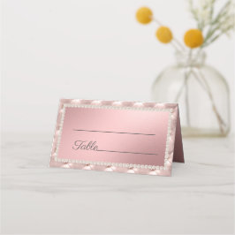 Tarjeta De Asiento Perlas Elegantes de Rosa Chic Oro Rosado 