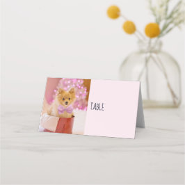 Tarjeta De Asiento Perro lindo con Navidades de vaca rosa fotografía