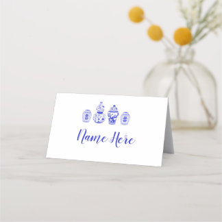 Tarjeta De Asiento Personalizable Placecards plegados jengibre azul