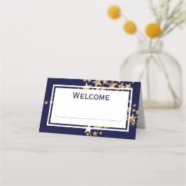 Tarjeta De Asiento Personalizable STARS del Blue Gold FESTIVE