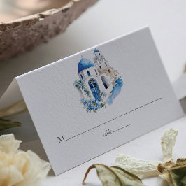 Tarjeta De Asiento Personalizado Boda de Grecia acuarela Santorini