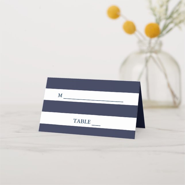 Tarjeta De Asiento Personalizado de las franjas náuticas de la marina (Anverso)
