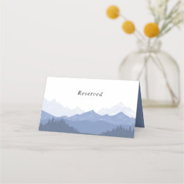 Tarjeta De Asiento Personalizado del Boda del paisaje de montaña azul