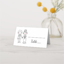 Tarjeta De Asiento Personalizado lindo Novia Groom Partido de la Boda