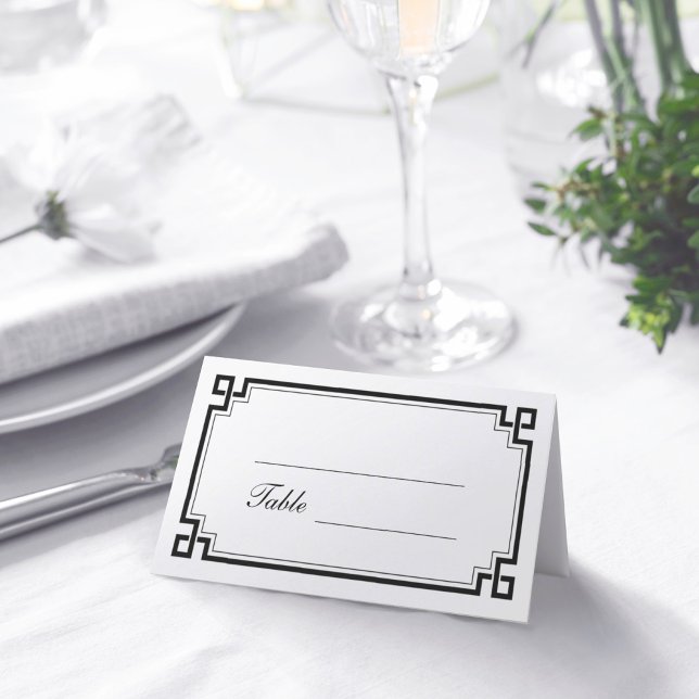 Tarjeta De Asiento Personalizado Nombres de Bodas blancos de Art Deco (Subido por el creador)