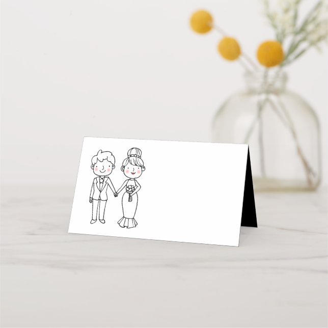 Tarjeta De Asiento Personalizado Novia Groom Partido de la Boda Negra (Anverso)