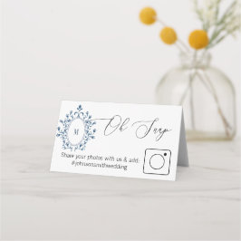 Tarjeta De Asiento Photo Share Folded table card Teal Monogram