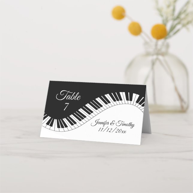 Tarjeta De Asiento Piano Keyboard Names Date Unique Music Affair  (Anverso)