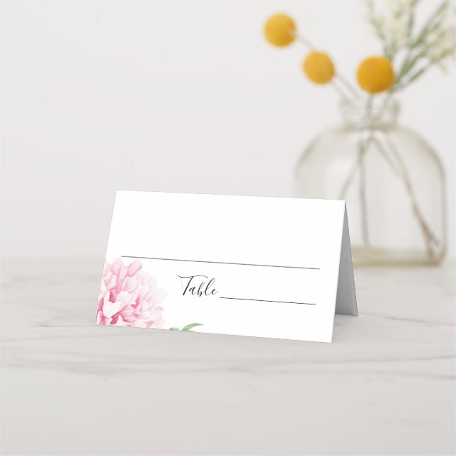 Tarjeta De Asiento Pico Rosa Floral Boho Botánico Elegante (Anverso)