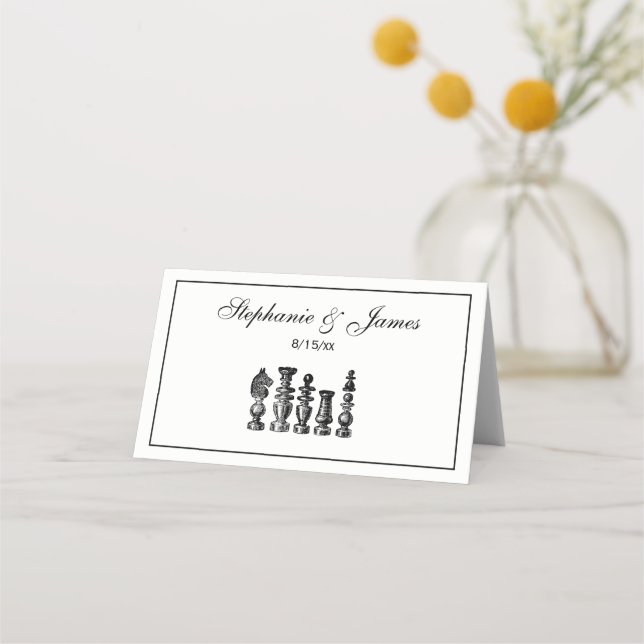 Tarjeta De Asiento Piezas de Ajedrez Arte Antiguo (Anverso)