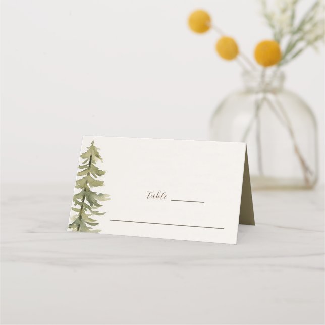Tarjeta De Asiento Pina acuarela Árboles Biblia Verse Boda (Anverso)