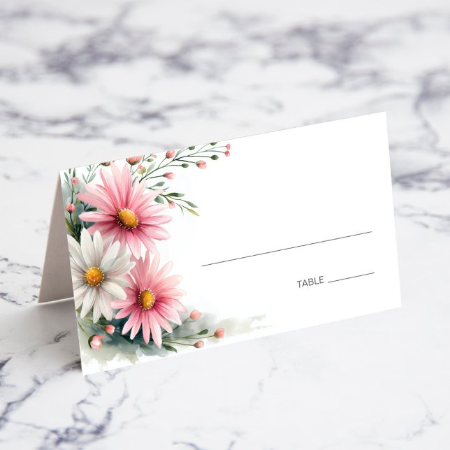 Tarjeta De Asiento Pink and White Daisies Wedding Place Card (Subido por el creador)