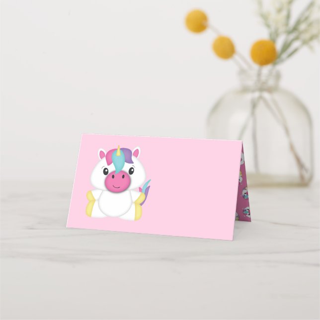 Tarjeta De Asiento Pink Baby Shower de Unicorn (Anverso)