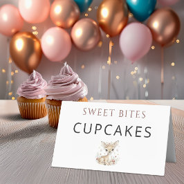Tarjeta De Asiento Pink Blush Woodland Deer Girl Baby Shower Cupcakes