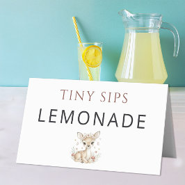 Tarjeta De Asiento Pink Blush Woodland Deer Girl Lemonade Place Card