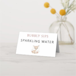 Tarjeta De Asiento Pink Blush Woodland Deer Girl Sparkling Water