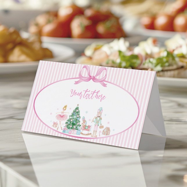 Tarjeta De Asiento Pink Bow Nutcracker Christmas Birthday Food Tent (Subido por el creador)