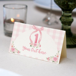 Tarjeta De Asiento Pink Bows Coquette Birday Place Card