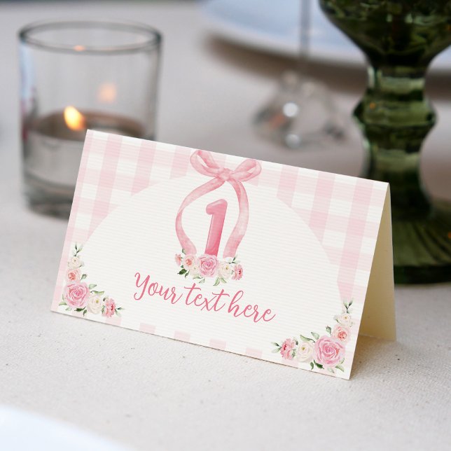 Tarjeta De Asiento Pink Bows Coquette Birday Place Card (Subido por el creador)