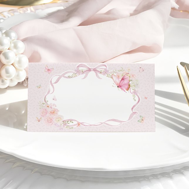 Tarjeta De Asiento Pink Butterfly Floral Place Card (Subido por el creador)