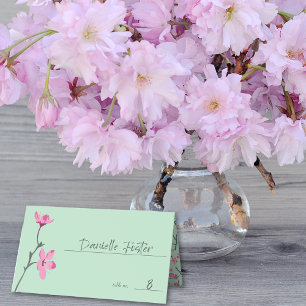 Tarjeta De Asiento Pink Cherry Blossom Mint Green
