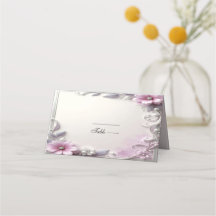 Pink Floral Frame Place Card