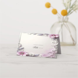 Tarjeta De Asiento Pink Floral Frame Place Card