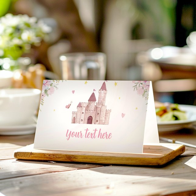 Tarjeta De Asiento Pink Gold Floral Princess Birday Place Card (Subido por el creador)