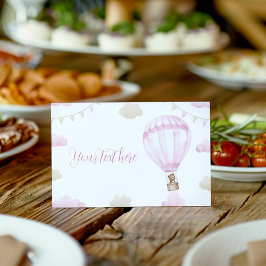Tarjeta De Asiento Pink Hot Air Balloon Birday Food Place Card
