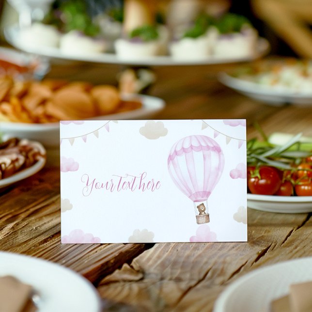 Tarjeta De Asiento Pink Hot Air Balloon Birday Food Place Card (Subido por el creador)