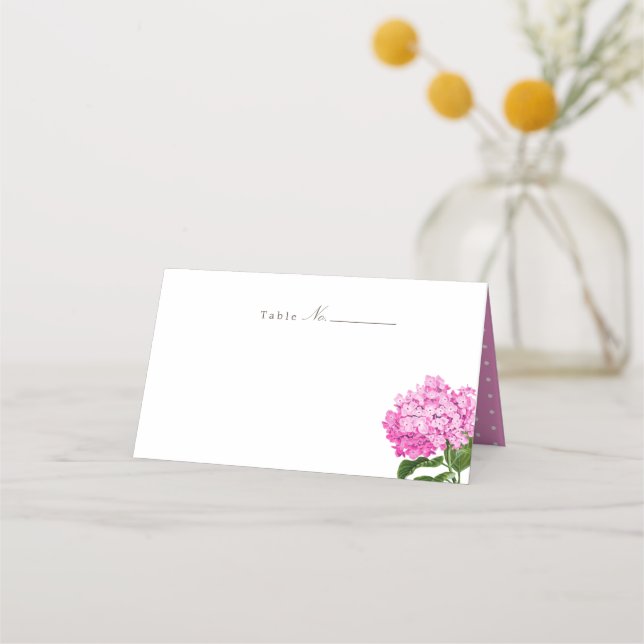 Tarjeta De Asiento Pink Hydrangea Blank Place Card (Anverso)