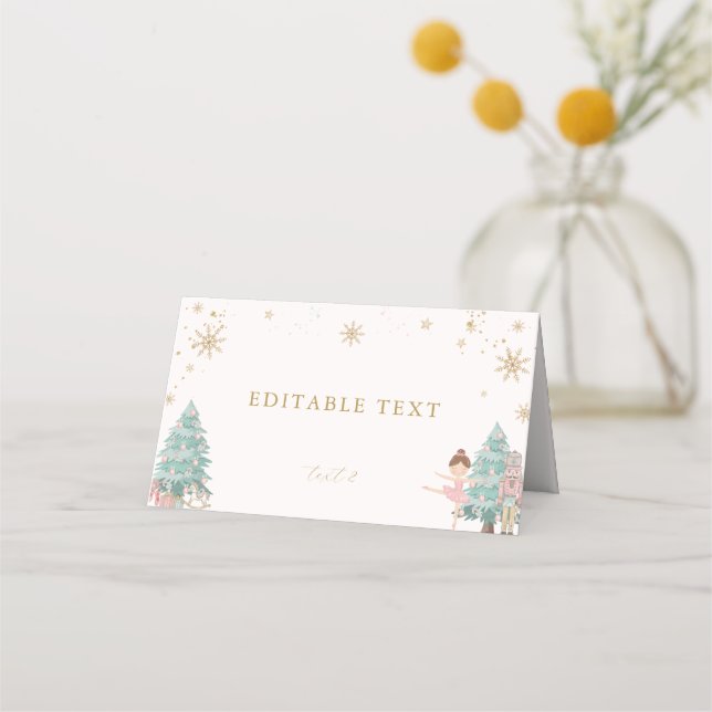 Tarjeta De Asiento Pink Nutcracker Ballet Baby Shower Fold Place Card (Anverso)