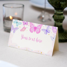 Tarjeta De Asiento Pink Purple Butterfly Birday Place Card