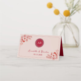 Tarjeta De Asiento Pink Red Floral Wedding