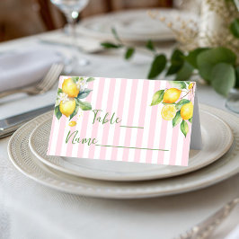 Tarjeta De Asiento Pink Stripe Citrus Lemon Ciao Bambina Place Card