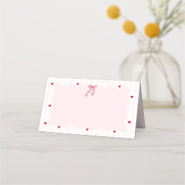 Tarjeta De Asiento Pink Stripe Red Heart Little Sweetheart Birthday