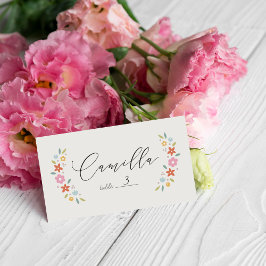 Tarjeta De Asiento Pink Sweet Floral Baby Shower Folded Place Card