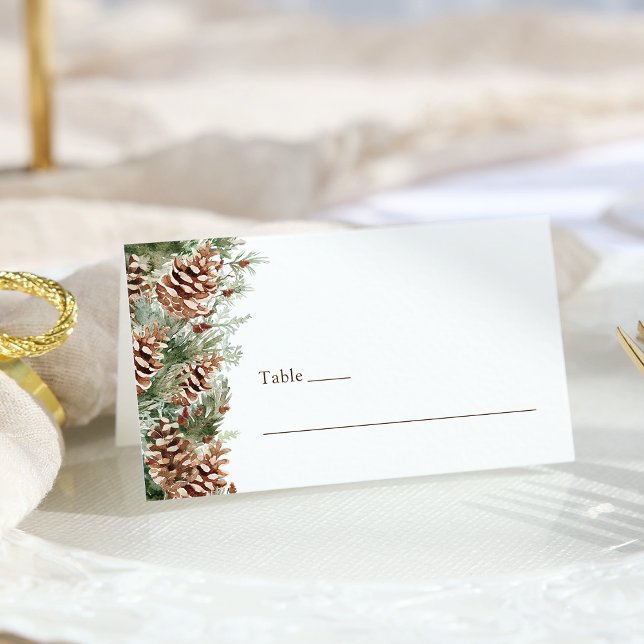 Tarjeta De Asiento Pino elegante (Elegant Pinecone Greenery Table Place Card by Painted Paperie
)