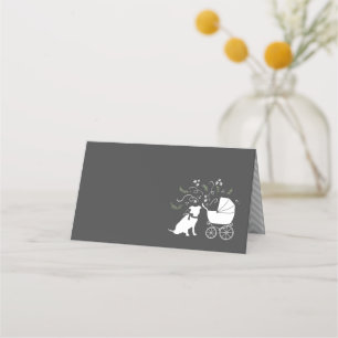 Tarjeta De Asiento Pit Bulldog Baby Shower Género Neutral Pitbull