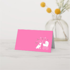 Tarjeta De Asiento Pitbull, Chica rosado de Baby Shower Bulldog Pit