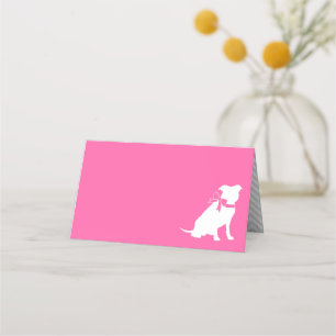Tarjeta De Asiento Pitbull, Chica rosado de Baby Shower Bulldog Pit