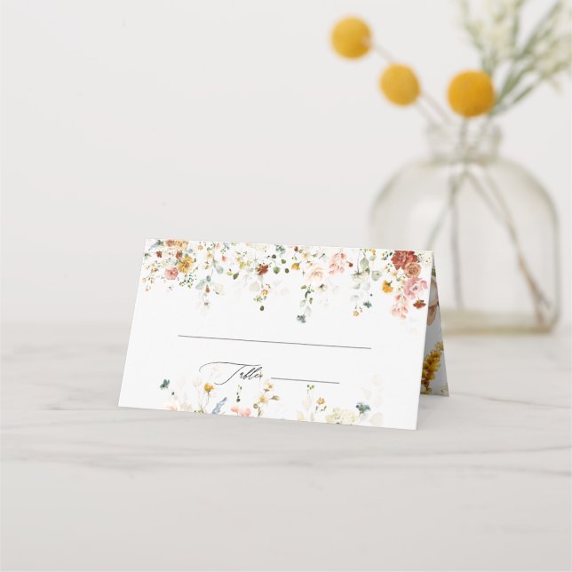 Tarjeta De Asiento PixDezines Boho Fall Garden Lugar Monograma (Anverso)