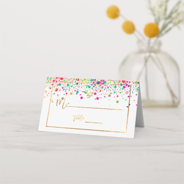 Tarjeta De Asiento PixDezines Dazzled/Rainbow Confetti/Estrella de Da (Anverso)